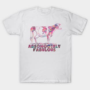 Absomootely fabulous cow floral pink and black T-Shirt